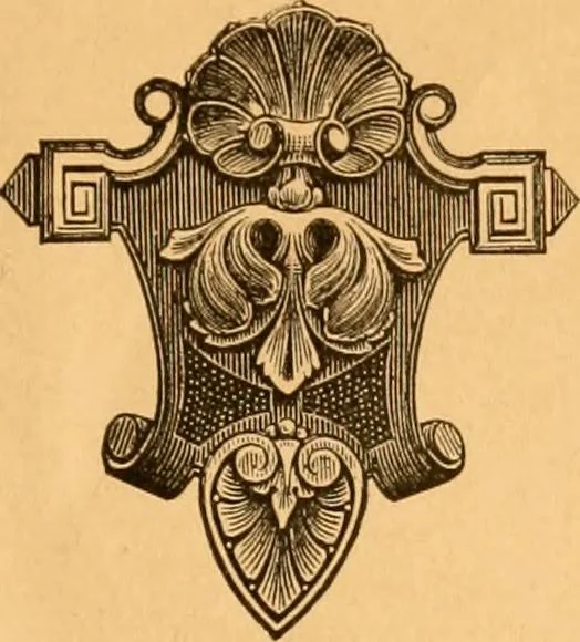 An illustration from Illustrated price list of patented artificial wood ornaments for furniture manufacturers, architects, builders, interior decorators, stair builders, car builders, organ manufacturers, steamboat builders, etc, etc., 1879, leaf 22