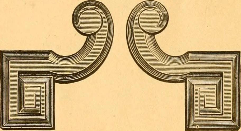 An illustration from Illustrated price list of patented artificial wood ornaments for furniture manufacturers, architects, builders, interior decorators, stair builders, car builders, organ manufacturers, steamboat builders, etc, etc., 1879, leaf 25