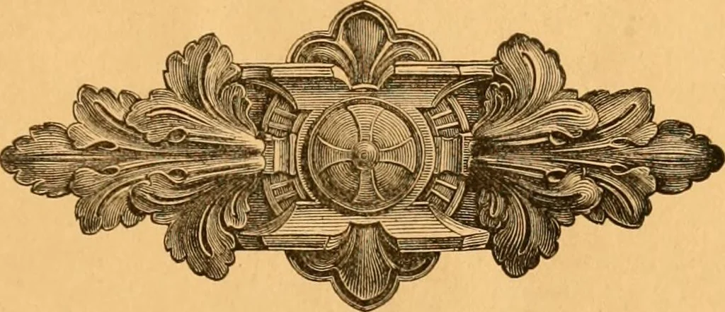 An illustration from Illustrated price list of patented artificial wood ornaments for furniture manufacturers, architects, builders, interior decorators, stair builders, car builders, organ manufacturers, steamboat builders, etc, etc., 1879, leaf 28
