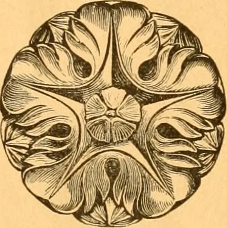 An illustration from Illustrated price list of patented artificial wood ornaments for furniture manufacturers, architects, builders, interior decorators, stair builders, car builders, organ manufacturers, steamboat builders, etc, etc., 1879, leaf 7
