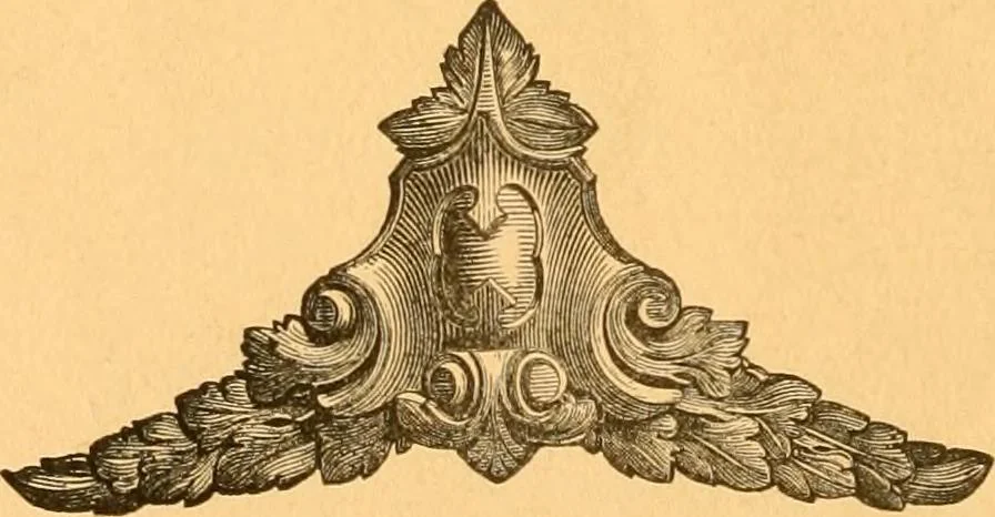 An illustration from Illustrated price list of patented artificial wood ornaments for furniture manufacturers, architects, builders, interior decorators, stair builders, car builders, organ manufacturers, steamboat builders, etc, etc., 1879, leaf 9