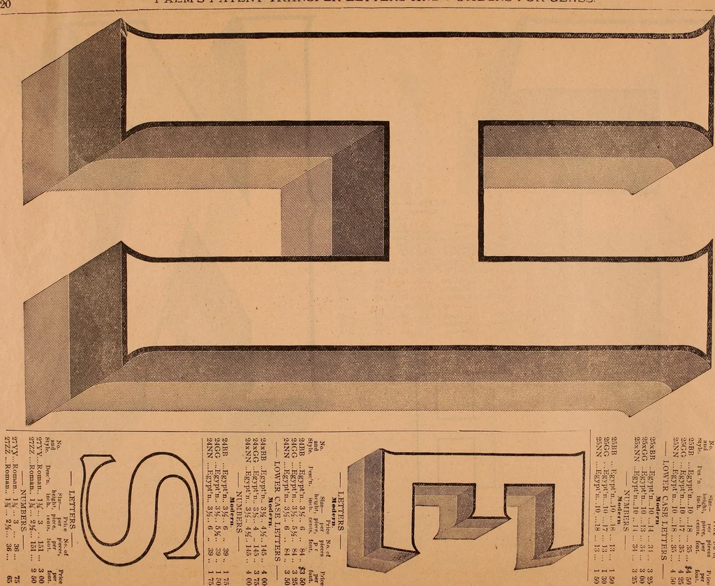An illustration from Illustrated sample book & price list of Palm's patent transfer letters, ornaments & trade designs for signs, wagons, cars, machines, etc., 1901, leaf 23