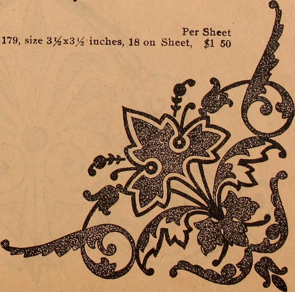 An illustration from Illustrated sample book & price list of Palm's patent transfer letters, ornaments & trade designs for signs, wagons, cars, machines, etc., 1901, leaf 33