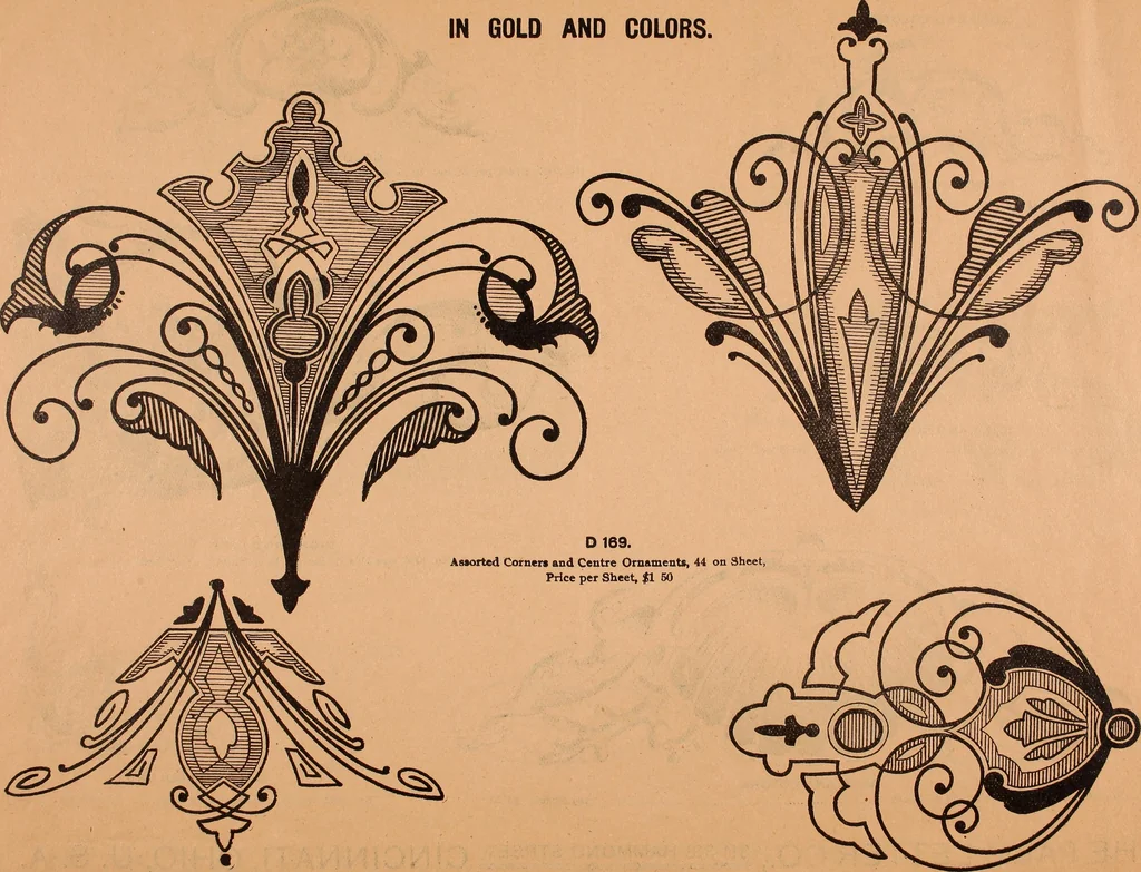 An illustration from Illustrated sample book & price list of Palm's patent transfer letters, ornaments & trade designs for signs, wagons, cars, machines, etc., 1901, leaf 34