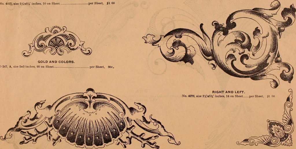 An illustration from Illustrated sample book & price list of Palm's patent transfer letters, ornaments & trade designs for signs, wagons, cars, machines, etc., 1901, leaf 35