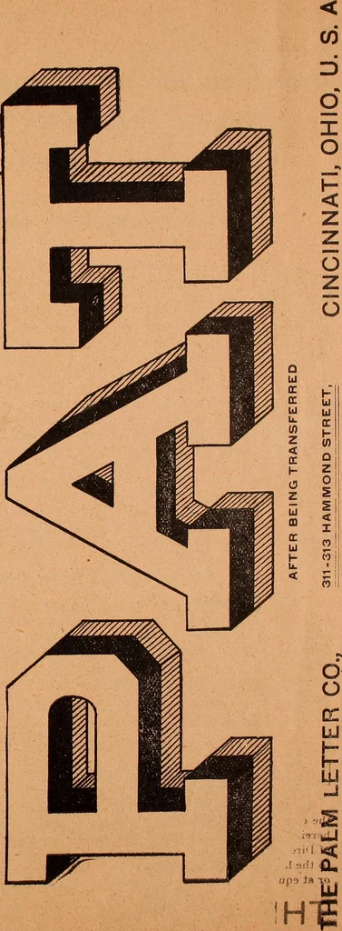 An illustration from Illustrated sample book & price list of Palm's patent transfer letters, ornaments & trade designs for signs, wagons, cars, machines, etc., 1901, leaf 4
