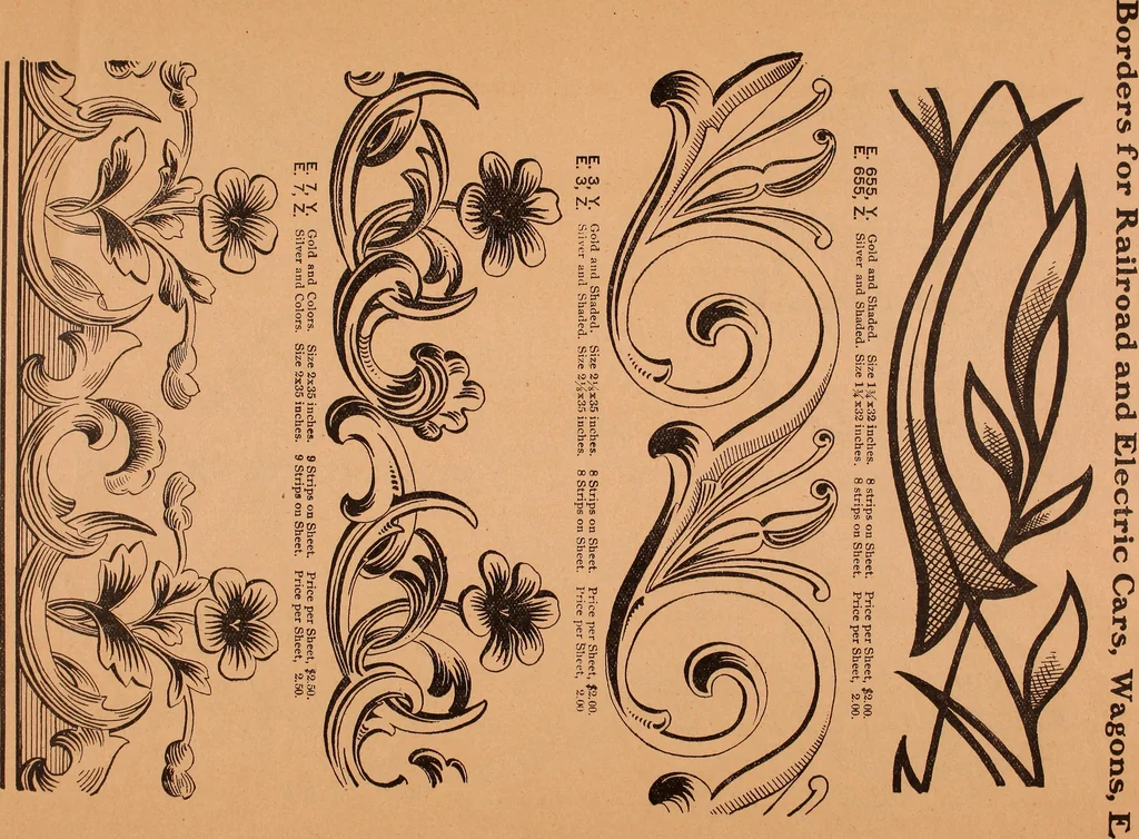 An illustration from Illustrated sample book & price list of Palm's patent transfer letters, ornaments & trade designs for signs, wagons, cars, machines, etc., 1901, leaf 41