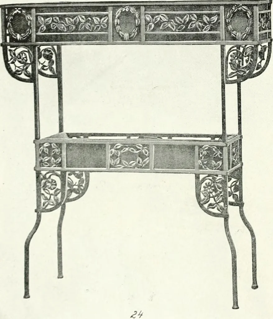 An illustration from Illustrating light iron pressed rosettes, cups, husks, leaves, roses and various ornaments used on lamps and lighting fixtures ..., 1922, leaf 9