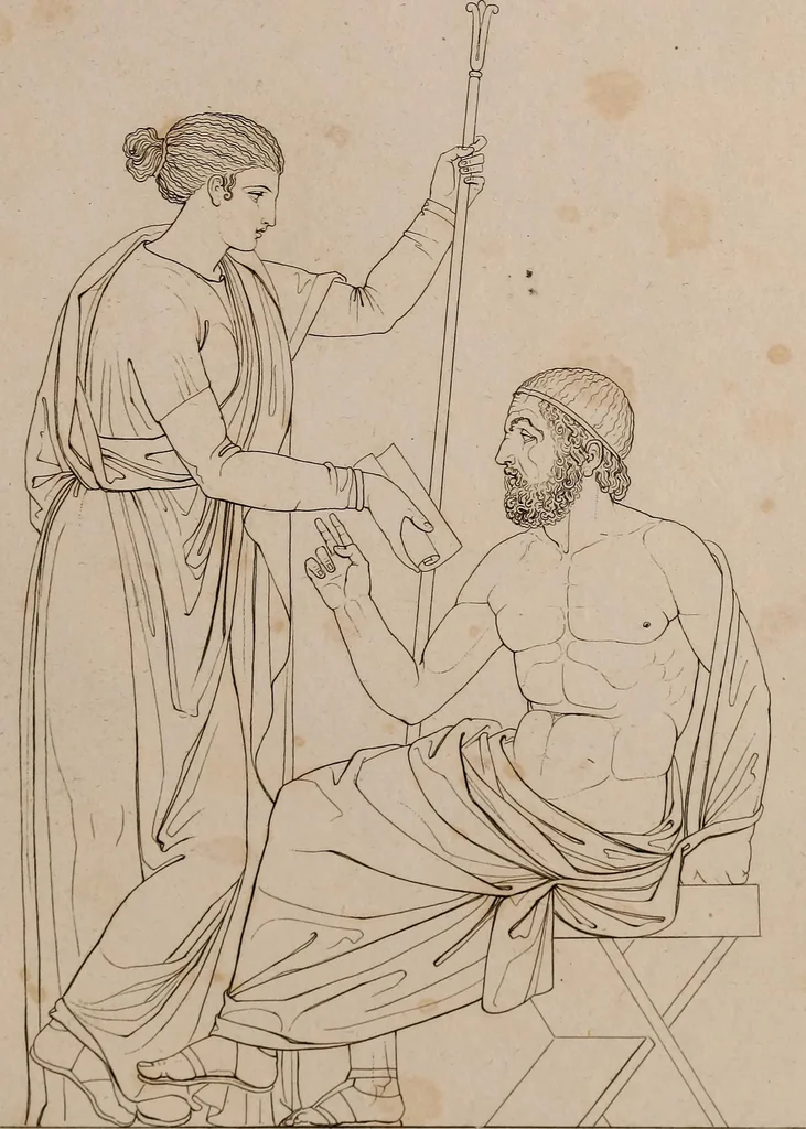 An illustration from An illustration of the Egyptian, Grecian, and Roman costume; in forty outlines, with descriptions, selected, drawn & engraved, 1810, leaf 38