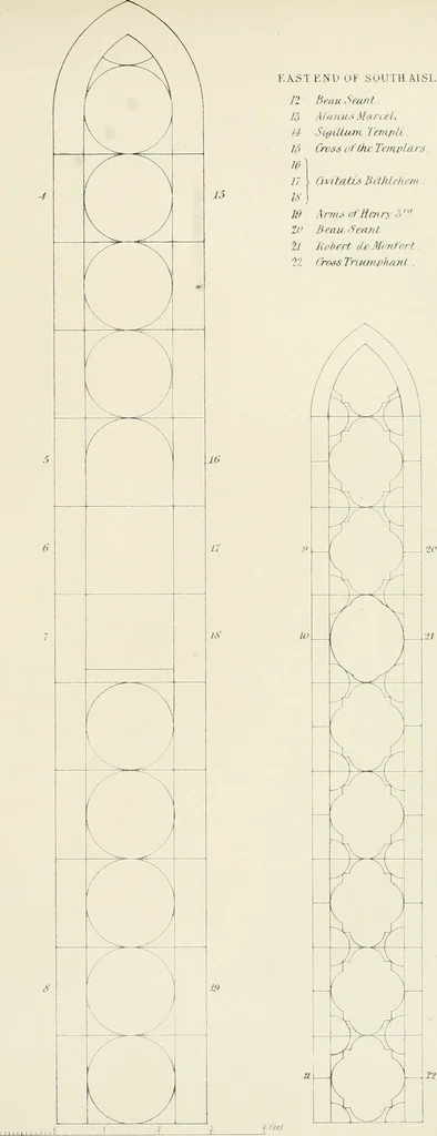An illustration from Illustrations of the architectural ornaments and embellishments and painted glass of the Temple Church, London, 1845, leaf 26