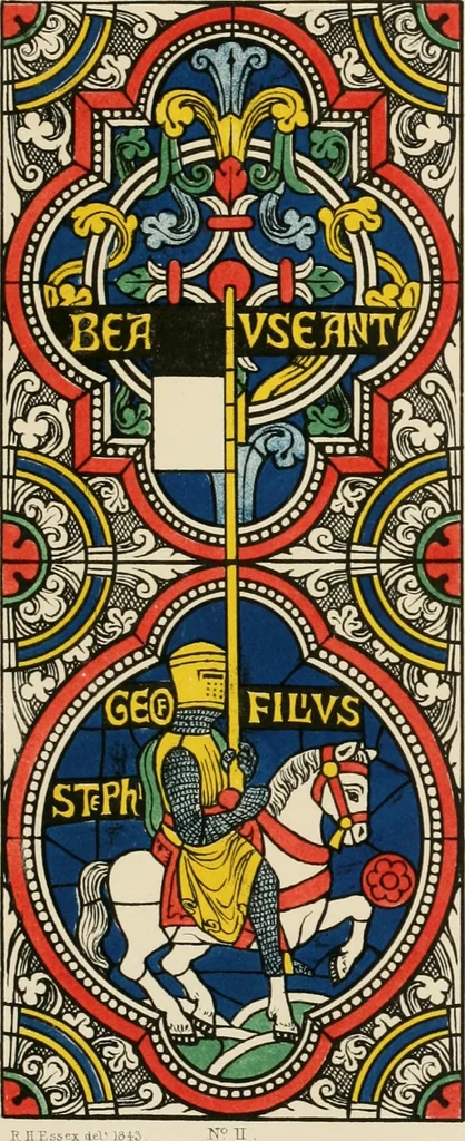 An illustration from Illustrations of the architectural ornaments and embellishments and painted glass of the Temple Church, London, 1845, leaf 28