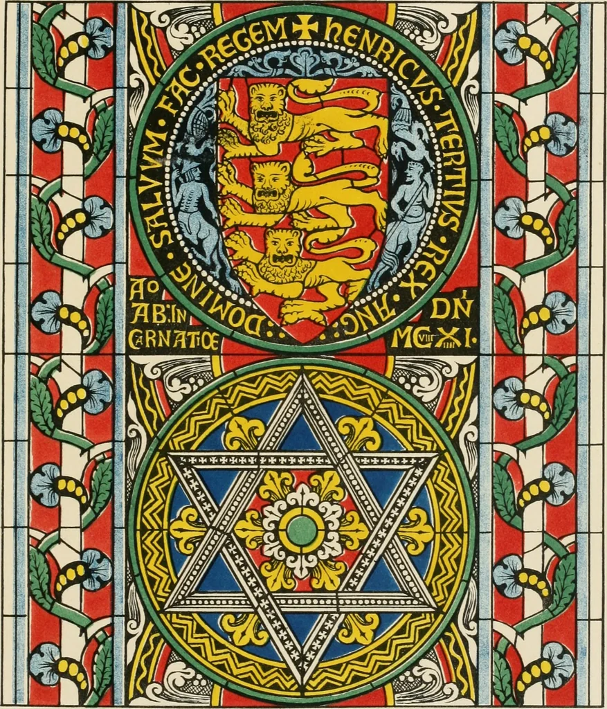 An illustration from Illustrations of the architectural ornaments and embellishments and painted glass of the Temple Church, London, 1845, leaf 38