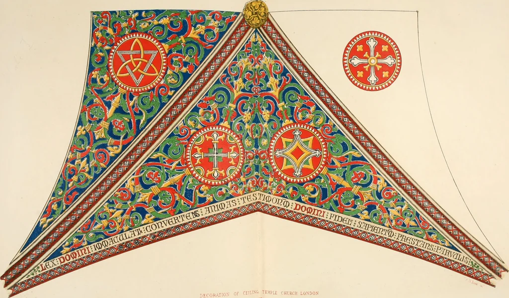 An illustration from Illustrations of the architectural ornaments and embellishments and painted glass of the Temple Church, London, 1845, leaf 47