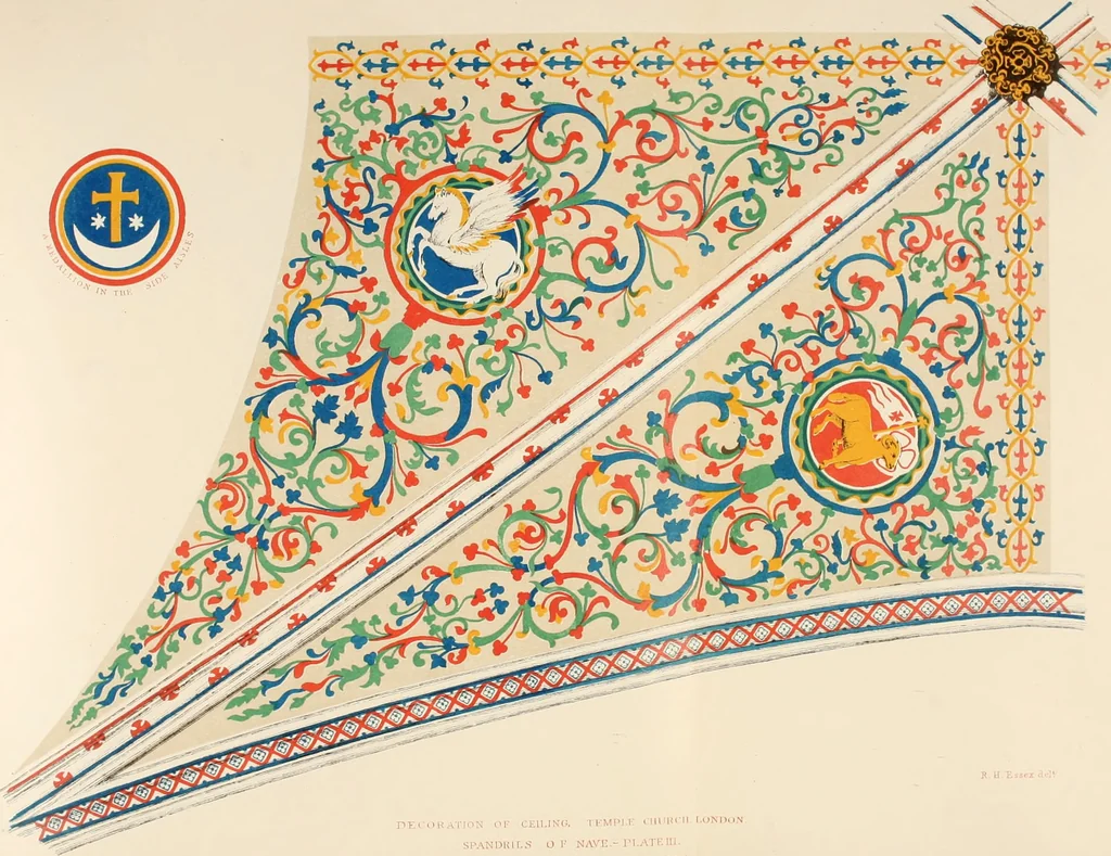 An illustration from Illustrations of the architectural ornaments and embellishments and painted glass of the Temple Church, London, 1845, leaf 51