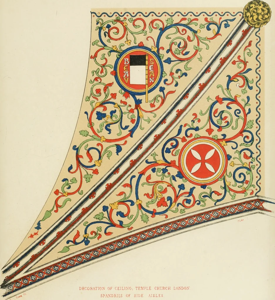 An illustration from Illustrations of the architectural ornaments and embellishments and painted glass of the Temple Church, London, 1845, leaf 52
