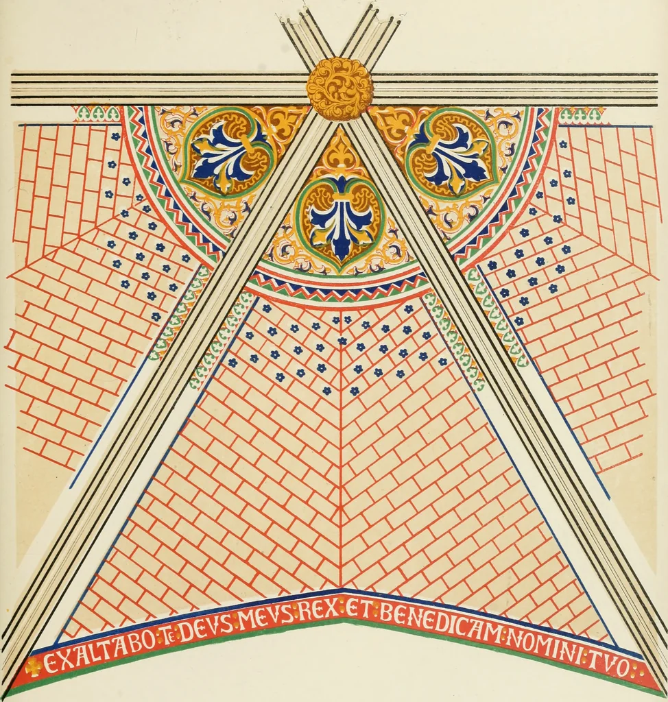 An illustration from Illustrations of the architectural ornaments and embellishments and painted glass of the Temple Church, London, 1845, leaf 56