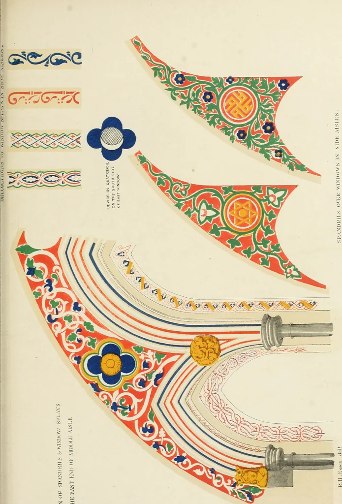 An illustration from Illustrations of the architectural ornaments and embellishments and painted glass of the Temple Church, London, 1845, leaf 62