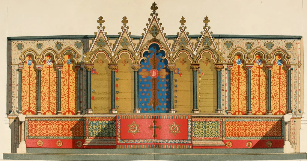 An illustration from Illustrations of the architectural ornaments and embellishments and painted glass of the Temple Church, London, 1845, leaf 65