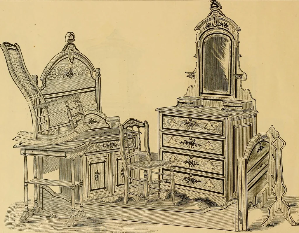 An illustration from Illustrations of cottage furniture., 1882, leaf 7