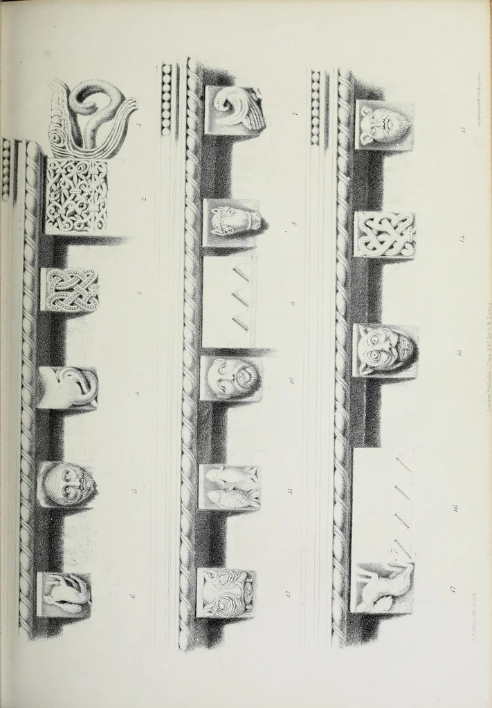 An illustration from Illustrations of Kilpeck church, Herefordshire : in a series of drawings made on the spot, with an essay On ecclesiastical design, and a descriptive interpretation, 1842, leaf 81