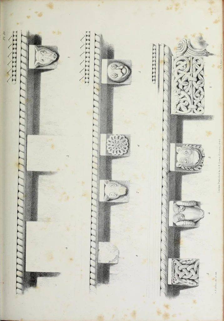 An illustration from Illustrations of Kilpeck church, Herefordshire : in a series of drawings made on the spot, with an essay On ecclesiastical design, and a descriptive interpretation, 1842, leaf 91