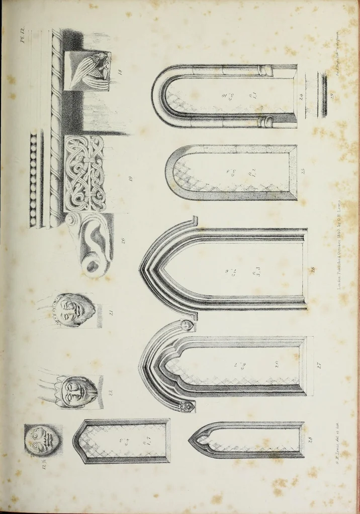 An illustration from Illustrations of Kilpeck church, Herefordshire : in a series of drawings made on the spot, with an essay On ecclesiastical design, and a descriptive interpretation, 1842, leaf 95