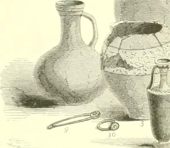 An illustration from Illustrations of the remains of Roman art, in Cirencester, the site of antient Corinium, 1850, leaf 130