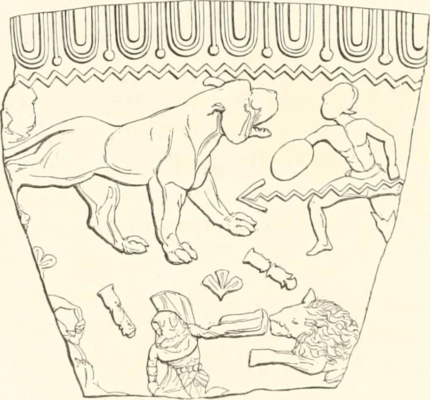 An illustration from Illustrations of the remains of Roman art, in Cirencester, the site of antient Corinium, 1850, leaf 141