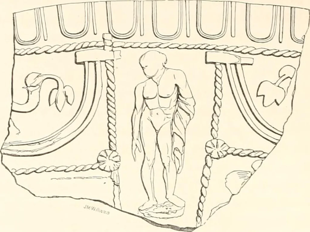 An illustration from Illustrations of the remains of Roman art, in Cirencester, the site of antient Corinium, 1850, leaf 143