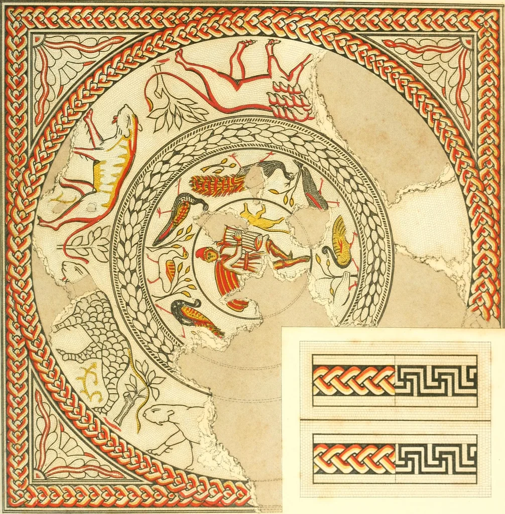 An illustration from Illustrations of the remains of Roman art, in Cirencester, the site of antient Corinium, 1850, leaf 64