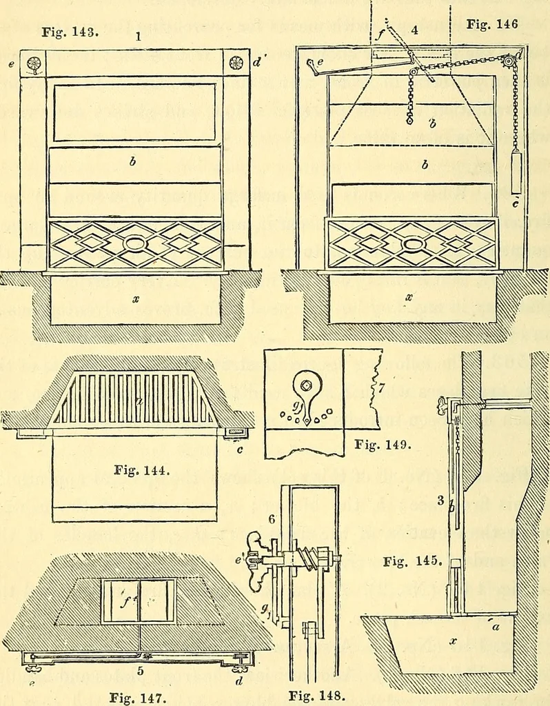 An illustration from Illustrations of the theory and practice of ventilation : with remarks on warming, exclusive lighting, and the communication of sound, 1844, leaf 257