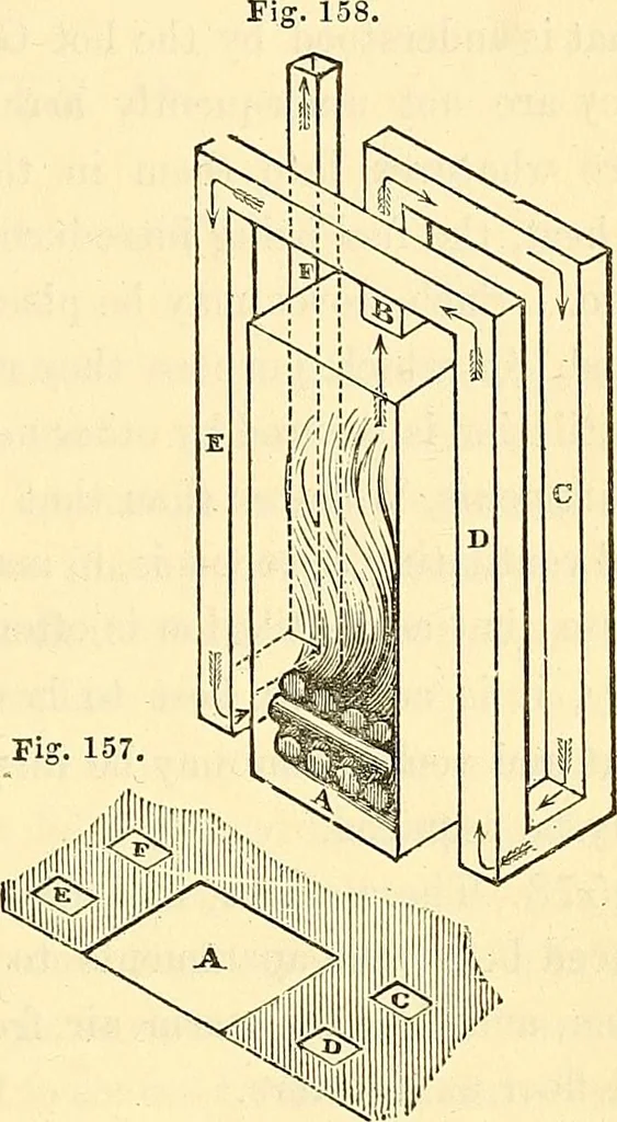 An illustration from Illustrations of the theory and practice of ventilation : with remarks on warming, exclusive lighting, and the communication of sound, 1844, leaf 264