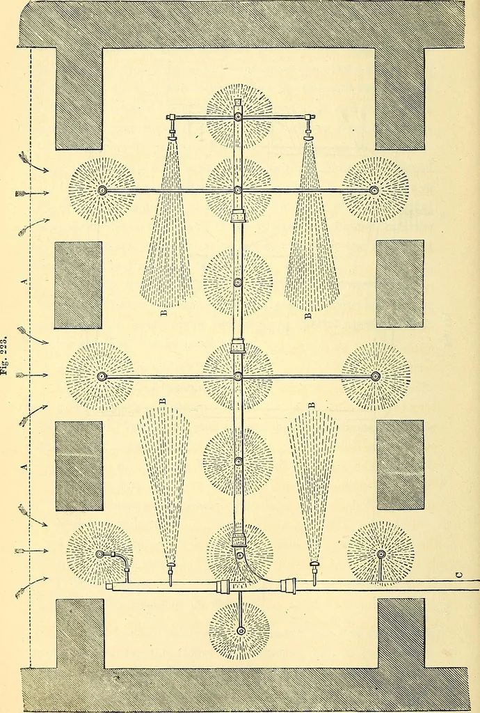 An illustration from Illustrations of the theory and practice of ventilation : with remarks on warming, exclusive lighting, and the communication of sound, 1844, leaf 311