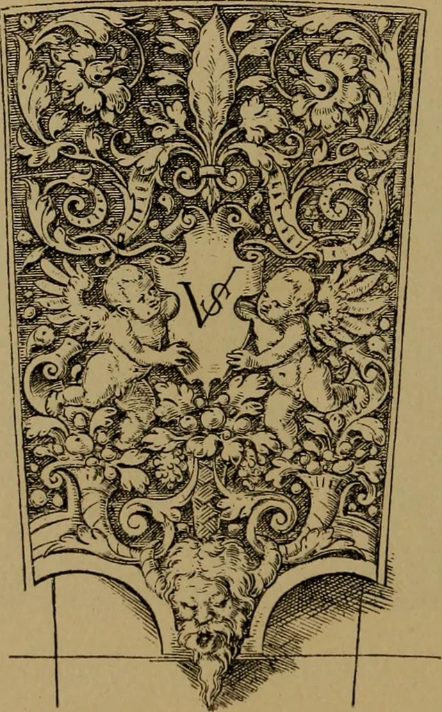 An illustration from Illustrirter Katalog der Ornamentstichsammlung des K. K. Österreich. Museums für Kunst und Industrie; Erwerbungen seit dem Jahre 1871, 1889, leaf 33