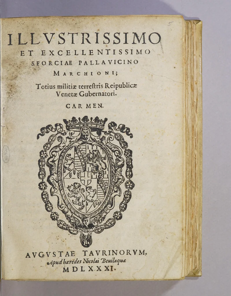 An illustration from Illustrissimo et excellentissimo Sforciae Pallauicino Marchioni; : totius terrestris Reipublicae Venetae gubernatori. Carmen., 1581, leaf 7