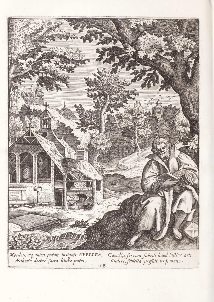 An illustration from Illustrium anachoretarum elogia, siue, Religiosi viri musaeum, 1625, leaf 110