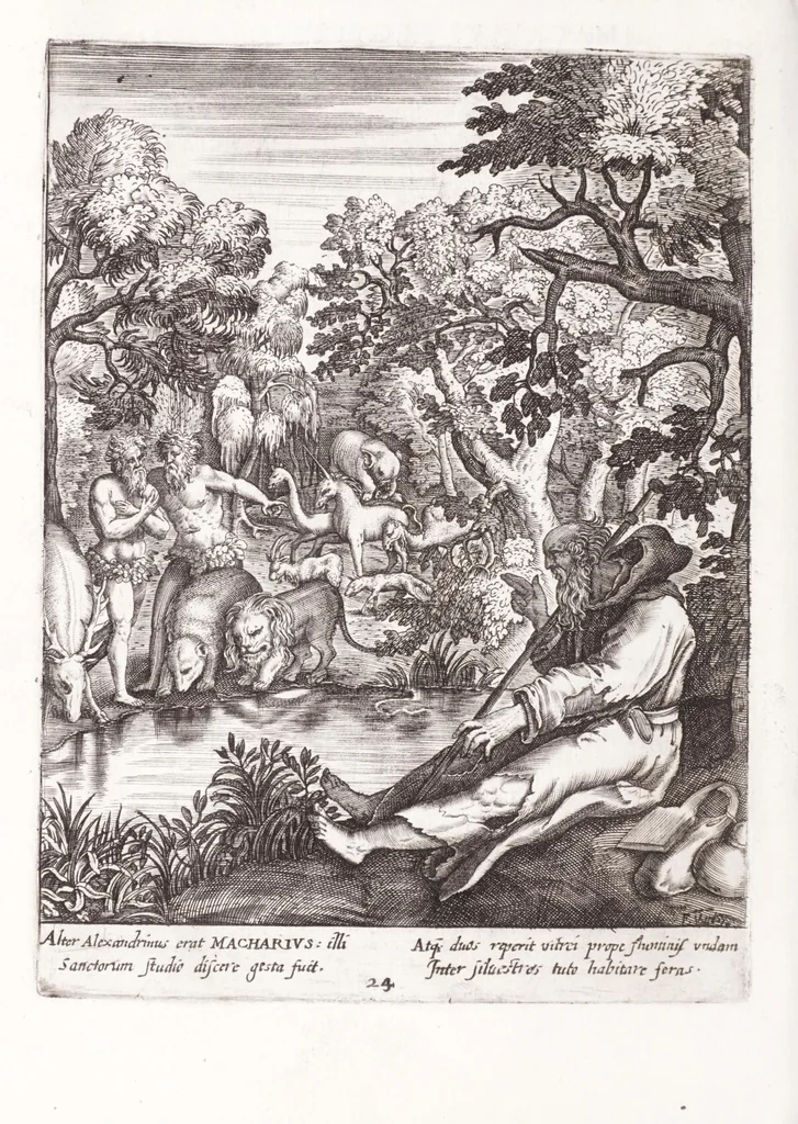 An illustration from Illustrium anachoretarum elogia, siue, Religiosi viri musaeum, 1625, leaf 136