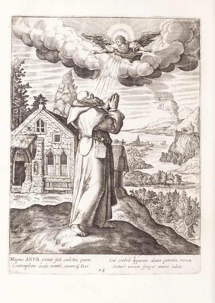 An illustration from Illustrium anachoretarum elogia, siue, Religiosi viri musaeum, 1625, leaf 142