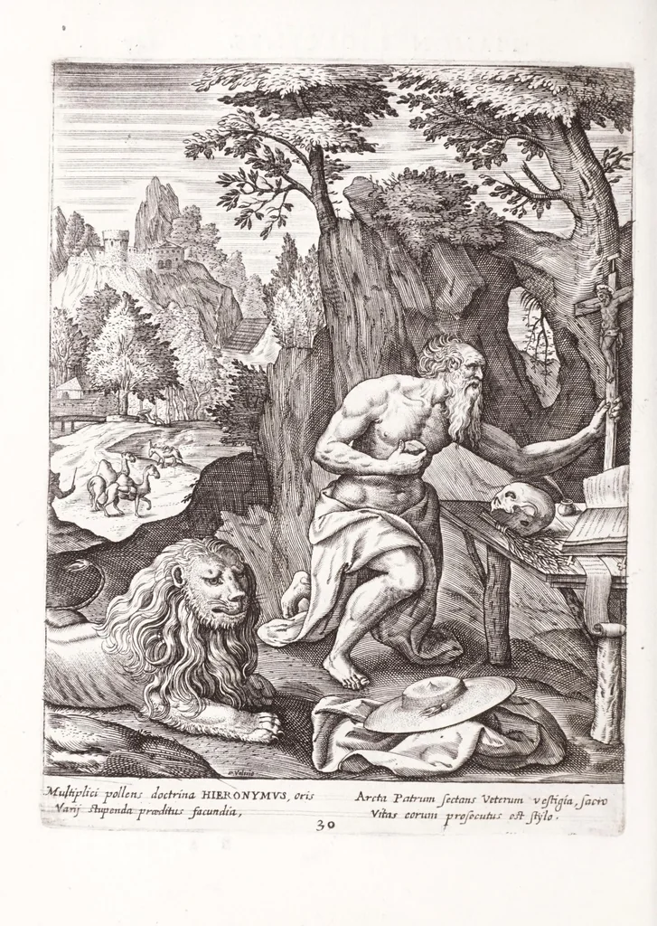 An illustration from Illustrium anachoretarum elogia, siue, Religiosi viri musaeum, 1625, leaf 166