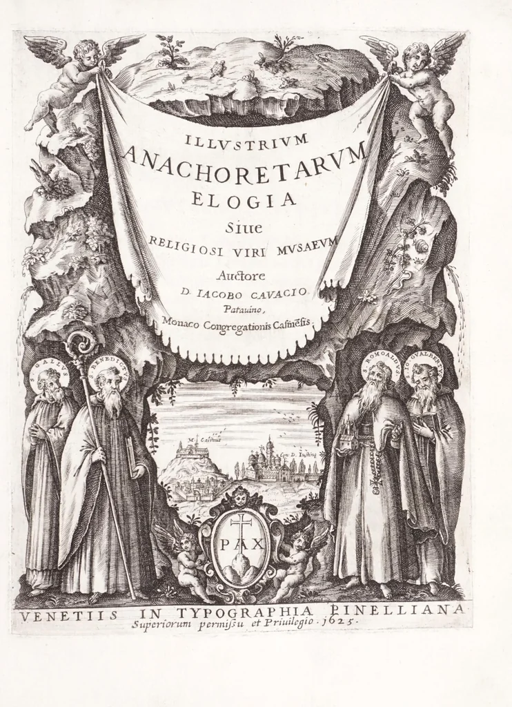 An illustration from Illustrium anachoretarum elogia, siue, Religiosi viri musaeum, 1625, leaf 5