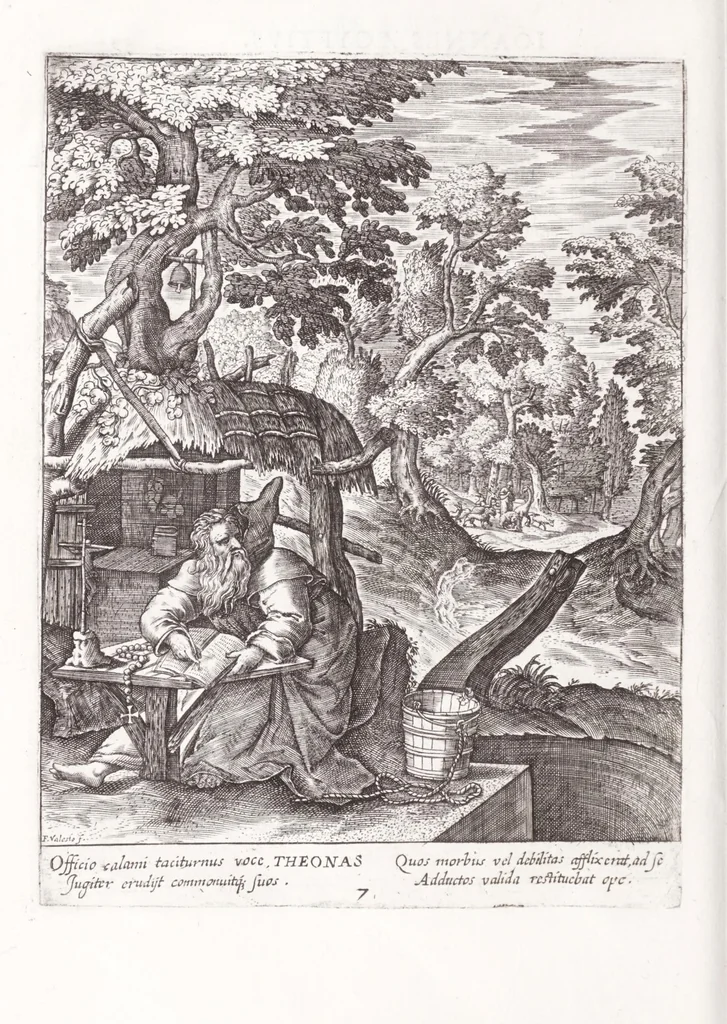 An illustration from Illustrium anachoretarum elogia, siue, Religiosi viri musaeum, 1625, leaf 58
