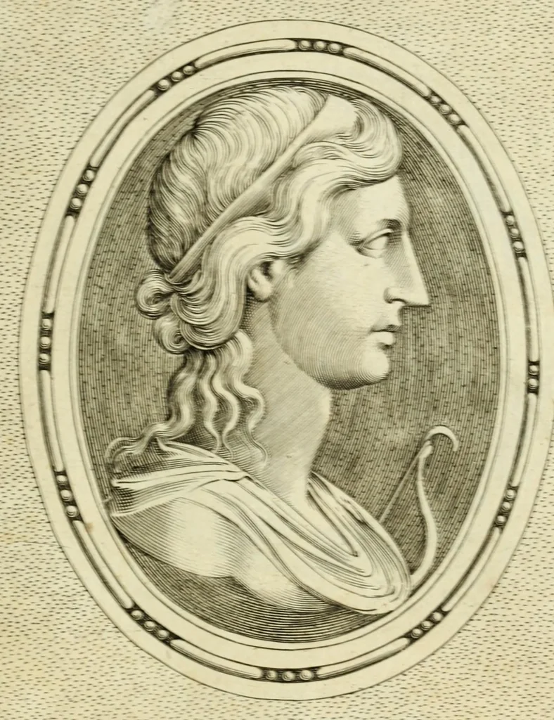 An illustration from Illvstrivm imagines, ex antiquis marmoribus, nomismatibus, et gemmis expressae: quæ exstant Romæ, maior pars apud Fulvium Vrsinvm : editio altera, aliquot imaginibus, et I. Fabri ad singulas commentario, auctior atque illustrior, 1598, leaf 107