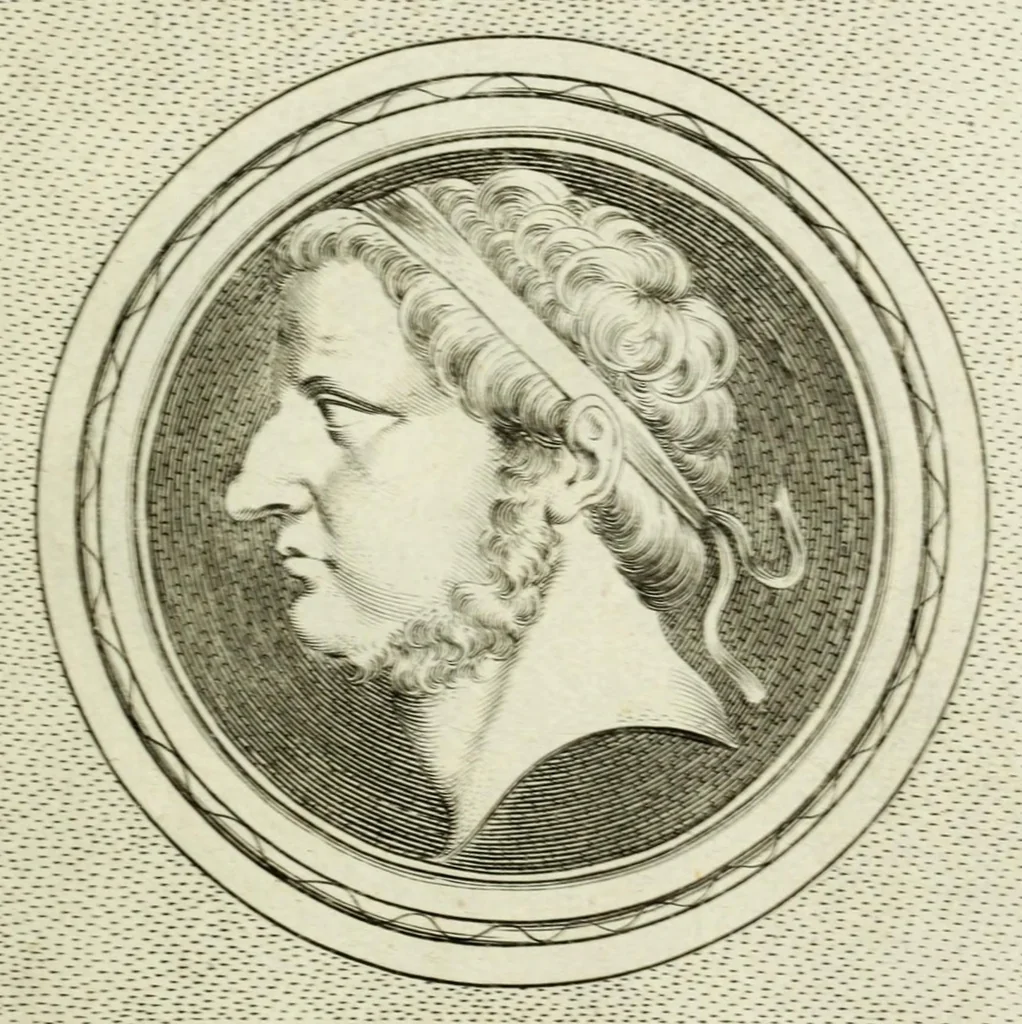 An illustration from Illvstrivm imagines, ex antiquis marmoribus, nomismatibus, et gemmis expressae: quæ exstant Romæ, maior pars apud Fulvium Vrsinvm : editio altera, aliquot imaginibus, et I. Fabri ad singulas commentario, auctior atque illustrior, 1598, leaf 253