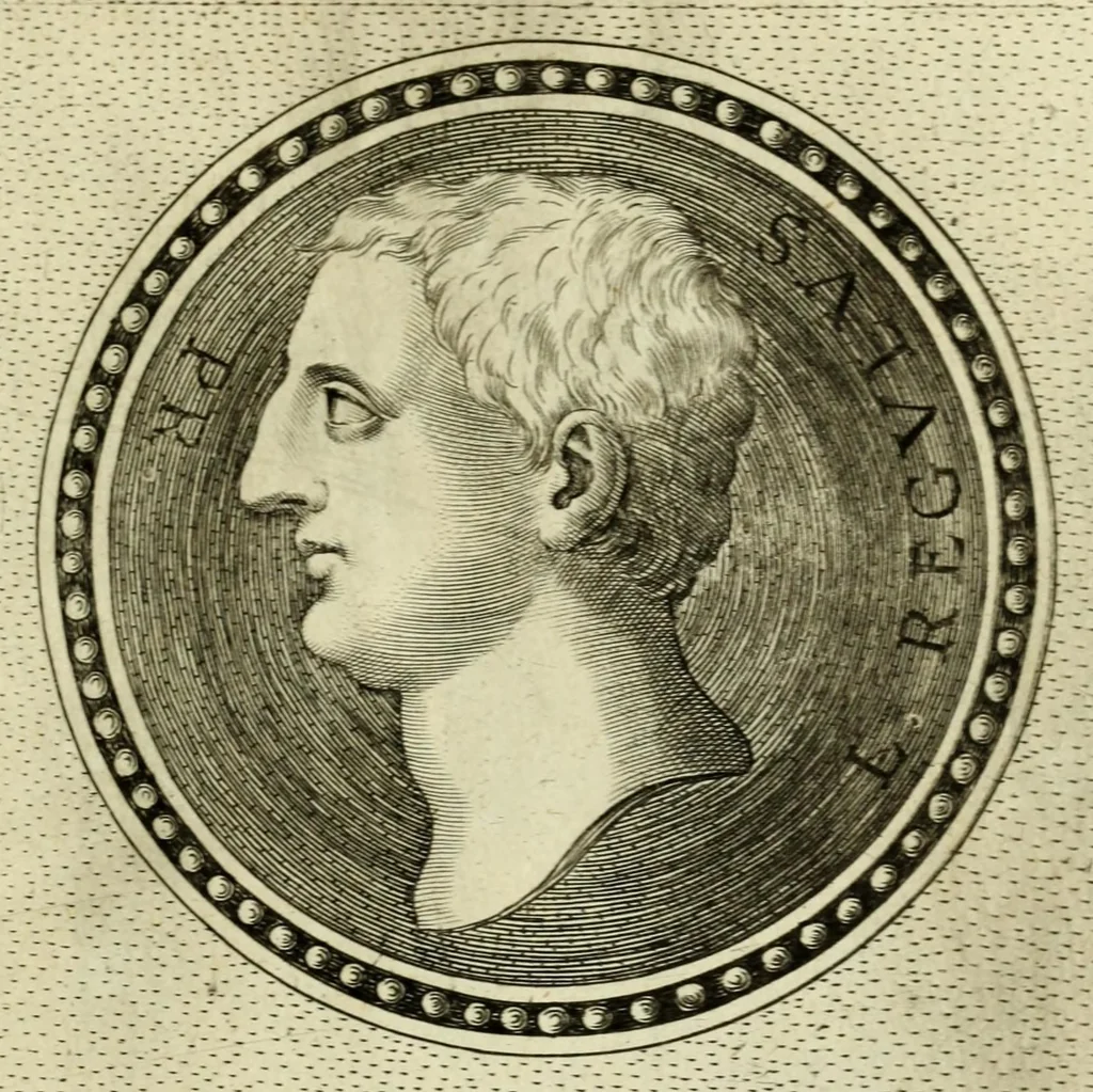 An illustration from Illvstrivm imagines, ex antiquis marmoribus, nomismatibus, et gemmis expressae: quæ exstant Romæ, maior pars apud Fulvium Vrsinvm : editio altera, aliquot imaginibus, et I. Fabri ad singulas commentario, auctior atque illustrior, 1598, leaf 345