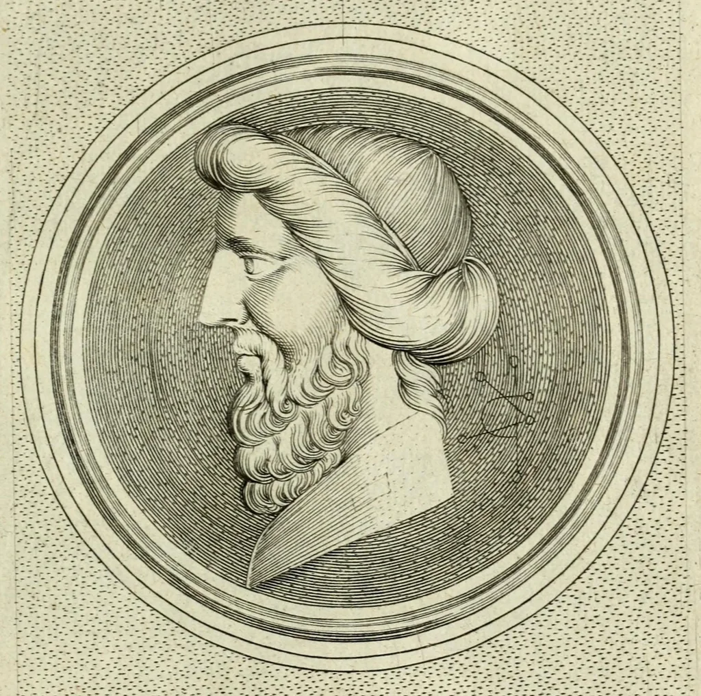 An illustration from Illvstrivm imagines, ex antiquis marmoribus, nomismatibus, et gemmis expressae: quæ exstant Romæ, maior pars apud Fulvium Vrsinvm : editio altera, aliquot imaginibus, et I. Fabri ad singulas commentario, auctior atque illustrior, 1598, leaf 69