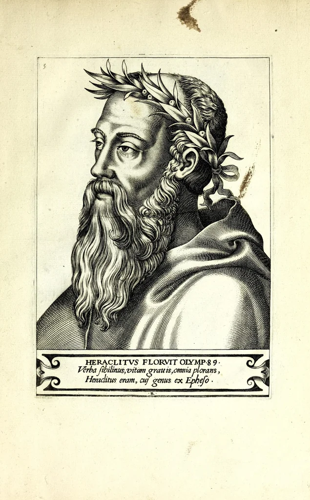 An illustration from Illvstrivm philosophorvm et poetarvm vetervm XII. effigies : ex antiquistum marmoreis tum aeneis signis ad viuum expressȩ & nũc primùm in lucem aeditae : opera Renati Boiuin .., 1566, leaf 19