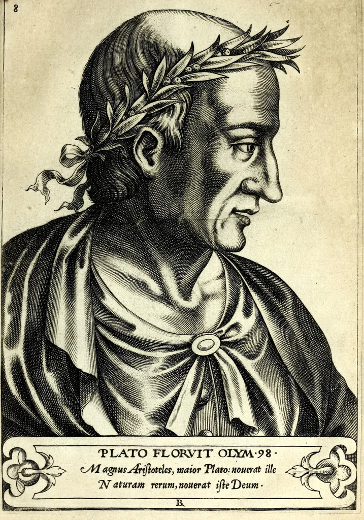An illustration from Illvstrivm philosophorvm et poetarvm vetervm XII. effigies : ex antiquistum marmoreis tum aeneis signis ad viuum expressȩ & nũc primùm in lucem aeditae : opera Renati Boiuin .., 1566, leaf 25
