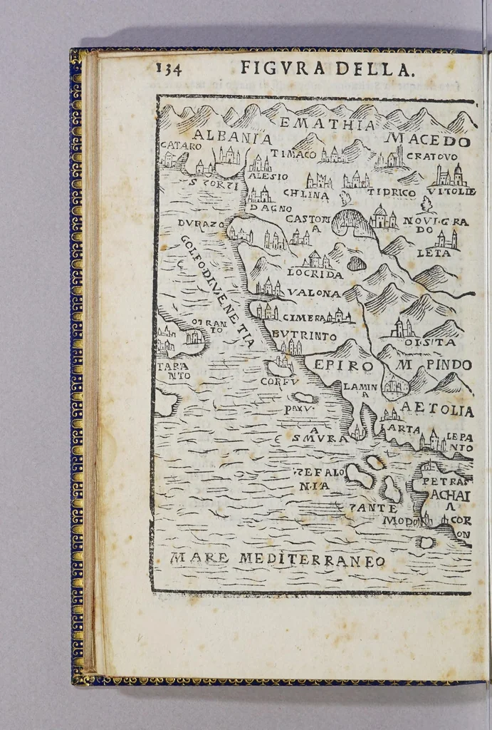An illustration from Il mondo e sue parti cioe Europa, Affrica, Asia, et America. : Nel quale, oltre alle tauole in disegno, si discorre delle sue prouincie, regni, regioni, città ... e costumi., 1595, leaf 148