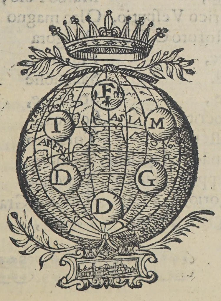 An illustration from Il mondo e sue parti cioe Europa, Affrica, Asia, et America. : Nel quale, oltre alle tauole in disegno, si discorre delle sue prouincie, regni, regioni, città ... e costumi., 1595, leaf 7