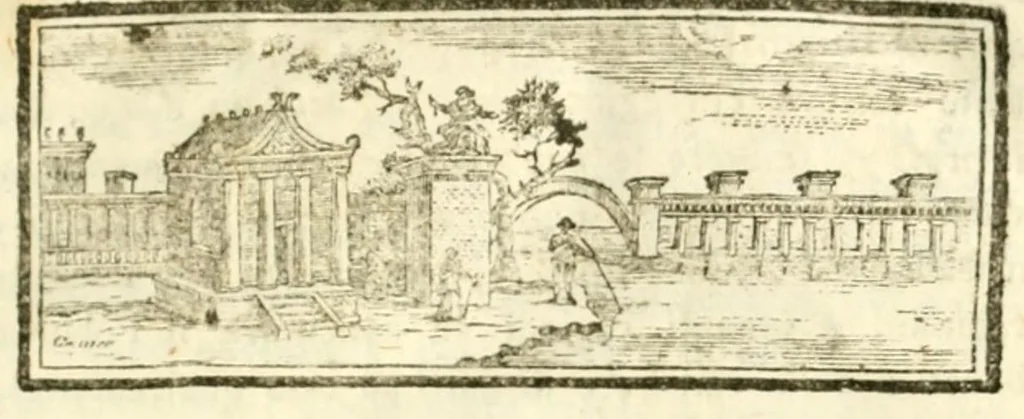 An illustration from Il Naufragio felice allo scoglio del disinganno; ossia, La storia comica, morale e istruttiva de' strepitosi avvenimenti di Alfonso de Rodrigues, scritta da lui medesimo e data in luce da G.D.M, leaf 9